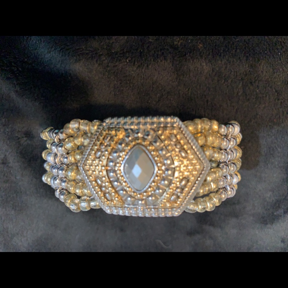 Stretch bracelet in gold and silver